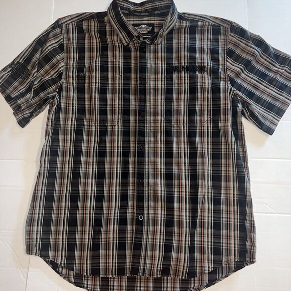 Harley-Davidson Other - Harley Davidson Shirt Men’s Size XL Casual Button Down Black Plaid Short Sleeve